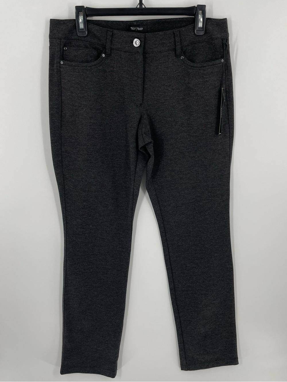 NWT White House Black Market Dark Grey Ponte Knit Regular Length Pockets Pants